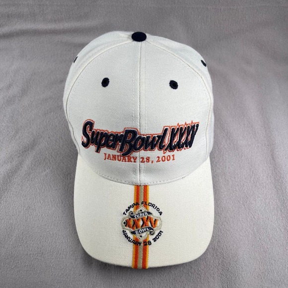 Super Bowl XXXV Hat Mens OS White Wool Baltimore Ravens NY Giants‎ Y2k - Picture 7 of 12